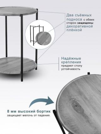 Стол журнальный БеаутйСтйле 21 Орех гикори грай / BeautyStyle gray_12