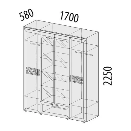 Шкаф четырехдверный с зеркалом Тиффани 93.14_1