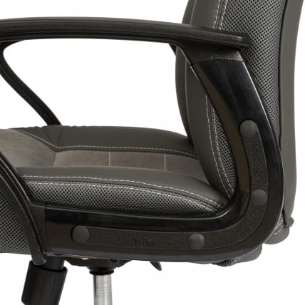 Кресло ИНТЕР (24) кож/зам/флок/ткань, серый/металлик, C-36/29/ТВ-12 / INTER C-36/29/TW-12_7