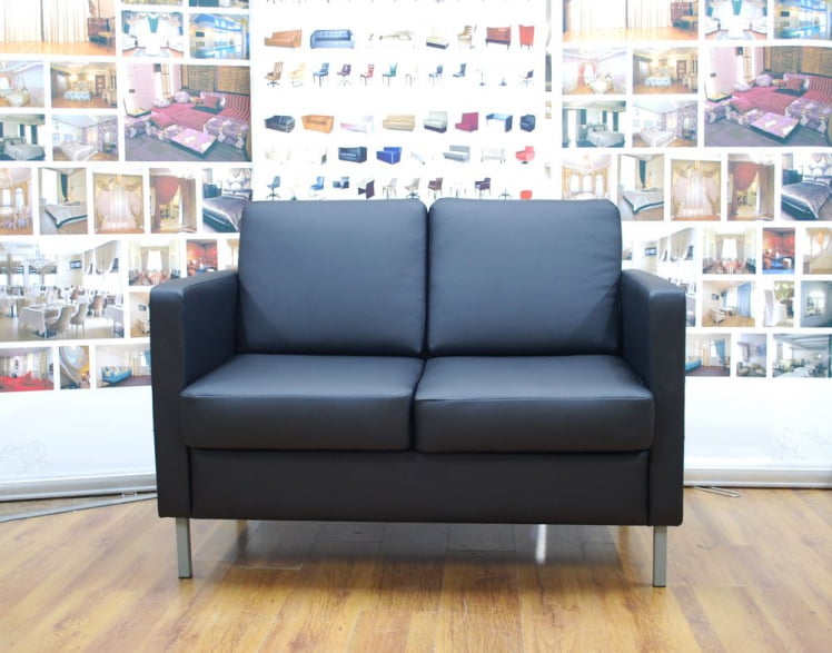 Диван офисный двойной Эндер Черный Екотекс 3001 / Ecotex_1