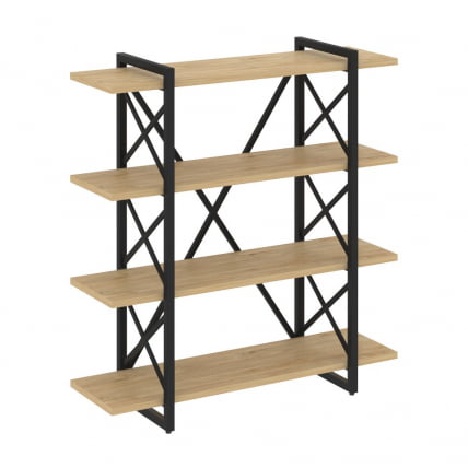 Стеллаж на регулируемых опорах - 4 полки ЛОФТ ВР.Л-МСТ.О-4.8В Металл черный Тиквуд светлый / LOFT VR.L-MST.O-4.8V_0