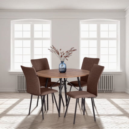 Стул обеденный Ла Роуссе (2 шт. в упаковке) НЕВ, ткань рогожка, коричневый/черный, 3М7-147, 45х55х93 см / La Rousse NEW,_7