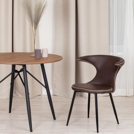 Стул ФЛАИР (мод. 9020) экокожа/металл, 60 х 56 х 78 см , коричневый 1/черный / FLAIR (mod._10