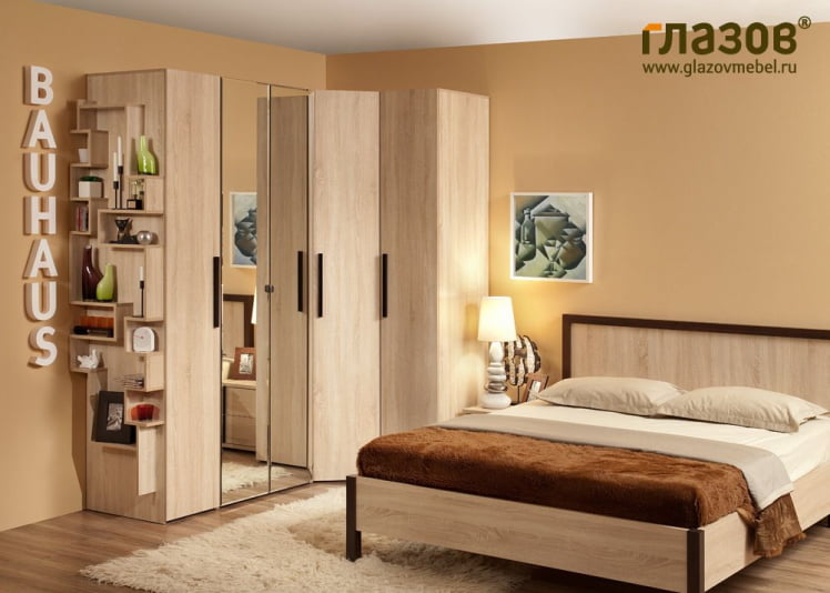 Спальня композиция 3 БАУХАУС Дуб Сонома/Орех шоколадный / BAUHAUS_0