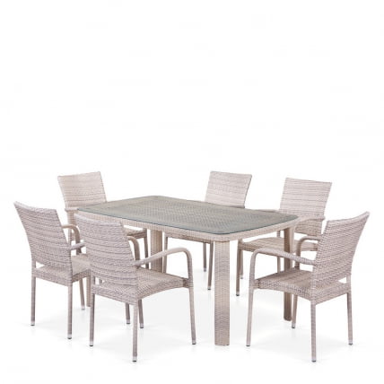 Комплект плетеной мебели Т51А/Й376-В85-150кс85 6Пcс Латте / T51A/Y376-W85-150x85 6Pcs Latte_0