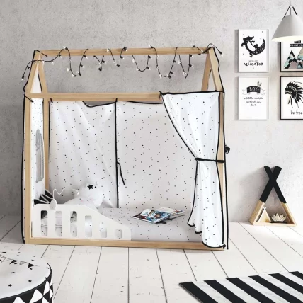 Кровать 140х70 Микуна Типи Хоусе МОНТ-1874 Ватервоод/Вхите / Micuna Tipi House MONT-1874 Waterwood/White_2