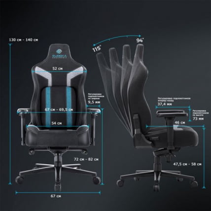 Компьютерное кресло (для геймеров) Еурека Пйтхон ИИ, синий / Eureka Python II,_3