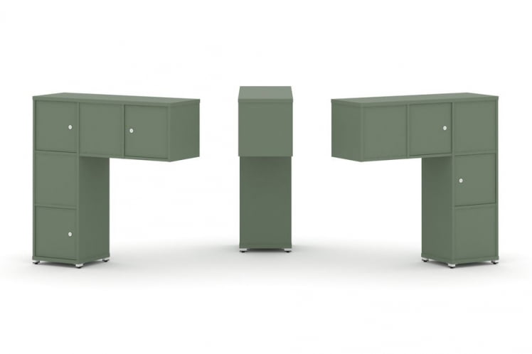 Надставка на стол низкая двухсторонняя + задняя стенка (5 шт.) + распашной фасад (5 шт.) CОНCЕПТ CН.ДНН-007 Кобо Белый металл / CONCEPT CN.DNN-007_0