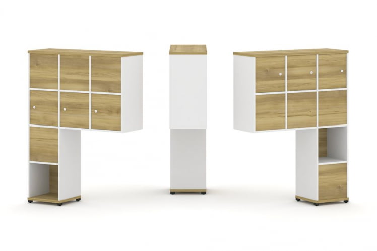 Надставка на стол высокая двухсторонняя + задняя стенка (8 шт.) + распашной фасад (6 шт.) CОНCЕПТ CН.ДНВ-009 Дуб Винченцо Белый бриллиант Черный металл / CONCEPT CN.DNV-009_0