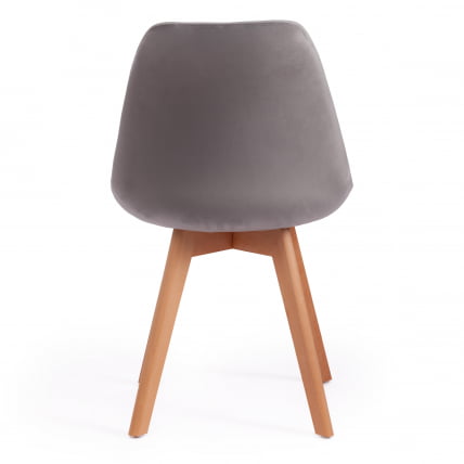 Стул ТУЛИП СОФТ (мод. 74) / 1 шт. в упаковке вельвет/дерево , 54 х 47 х 83 см , светло-серый (ХЛР19)/натуральный / TULIP SOFT (mod. (HLR19)/натуральный_3