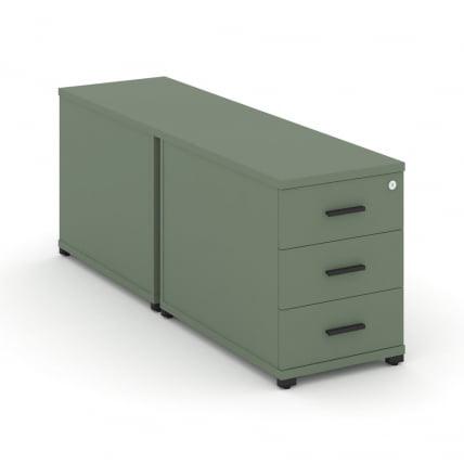 Тумба двухсторонняя опорная приставная с 3-мя ящиками CОНCЕПТ CН.ДТГО-001 Б/В Кобо Черный / CONCEPT CN.DTGO-001 B/W_0