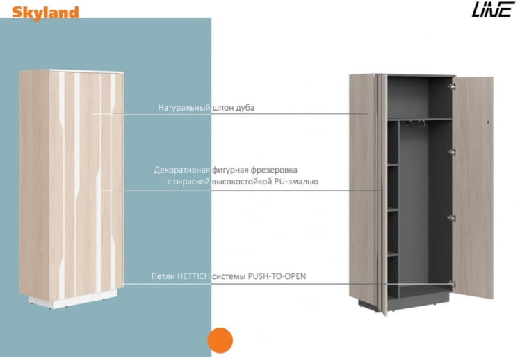 Шкаф высокий Лине СФ-574203 Дуб светлый Черный графит / Line_1