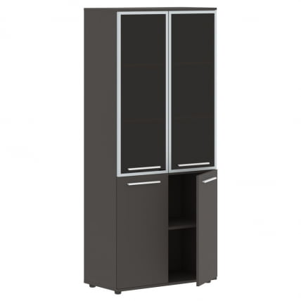 Шкаф комбинированный  с дверьми в металлической раме ЕДИС ЕХCС 85.7 Мокко Белый Мокко / EDIS EHCS_1