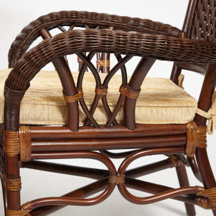 Комплект обеденный АНДРЕА ГРАНД (стол со стеклом+6 кресел+ подушки) Пекан Вашед (античн. орех), Ткань рубчик, цвет кремовый / ANDREA GRAND Pecan Washed_9