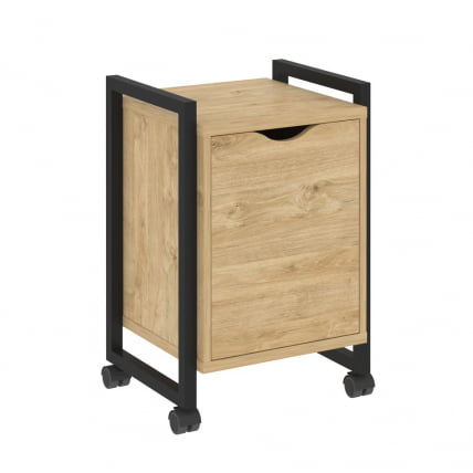 Тумба на колесных опорах с распашным фасадом ЛОФТ ВР.Л-Т2.К Металл черный Тиквуд светлый / LOFT VR.L-T2.K_0