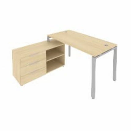 Рабочая станция на П-образном м/к с опорной тумбой левая Метал Сйстем Б.РС-СТС-2.3 Л Акация/Серый / Metal System_0