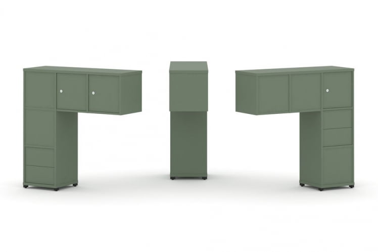 Надставка на стол низкая двухсторонняя + задняя стенка (5 шт.) + блок с 2-мя ящиками (2 шт.) + распашной фасад (3 шт.) CОНCЕПТ CН.ДНН-005 Кобо Черный металл / CONCEPT CN.DNN-005_0