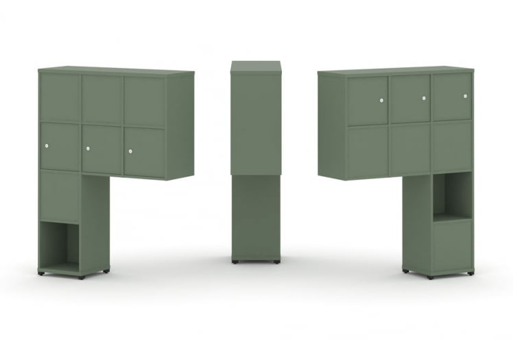 Надставка на стол высокая двухсторонняя + задняя стенка (8 шт.) + распашной фасад (6 шт.) CОНCЕПТ CН.ДНВ-009 Кобо Черный металл / CONCEPT CN.DNV-009_0