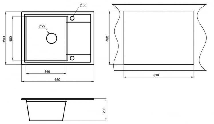 Кухонная мойка ХИБРИД ХИ-65 Графит-базальт / HIBRID HI-65_2