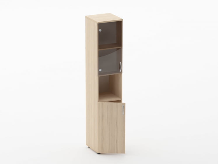 Шкаф высокий со стеклом и нишей Глассй 6.19.14Л Бук светлый / Glassy_1