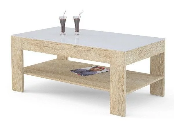 Стол журнальный БеаутйСтйле 26 Сонома/стекло белое / BeautyStyle_0