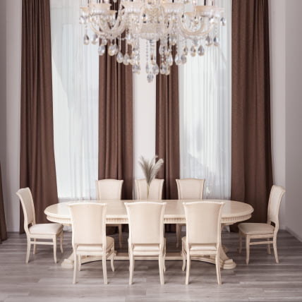 Стол ВЕРСАЛ овальный бук, мдф, 300 (350/400) х 110 х 78 см, бежевый патина / VERSAL_11