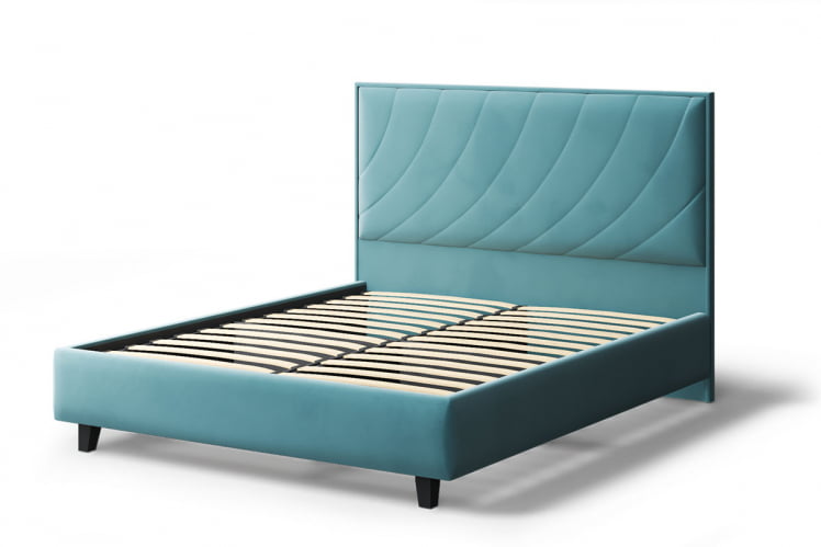 Кровать СОФИЯ 2000*1600мм (на опорах), велюр НЕО 22 (бирюзовый), (б/основания, б/матраса) / NEO_1