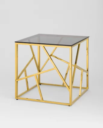 Журнальный столик АРТ ДЕКО 55кс55 Золото стекло смоке / 55x55 smoke_1