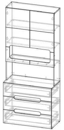 Стеллаж с ящиками Палермо Юниор 04  Белый глянец Ясень шимо светлый Зеленый_4