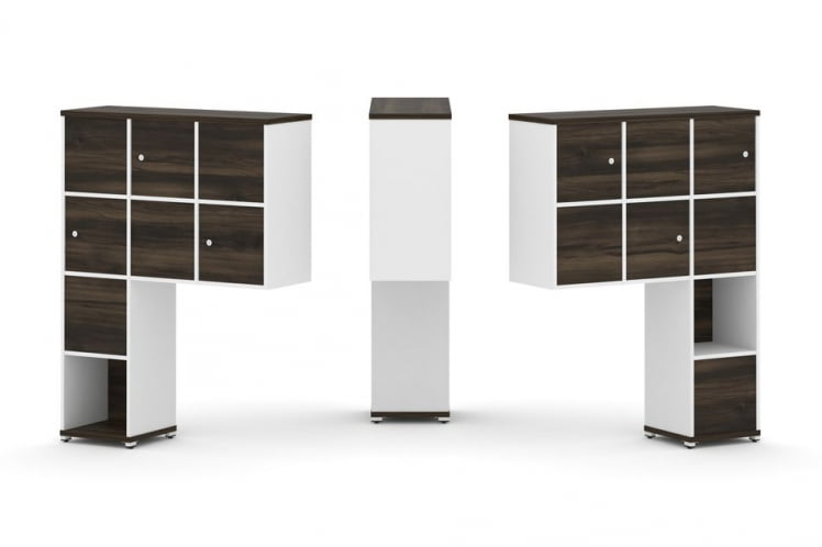 Надставка на стол высокая двухсторонняя + задняя стенка (8 шт.) + распашной фасад (6 шт.) CОНCЕПТ CН.ДНВ-002 Дуб Мали Белый бриллиант Белый металл / CONCEPT CN.DNV-002_0