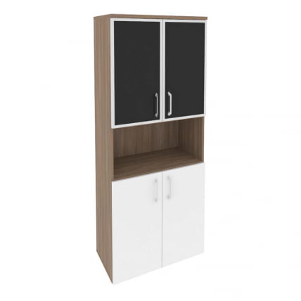 Шкаф высокий широкий ОНИКС О.СТ-1.4Р блаcк Дуб Аризона/Белый / ONIX O.ST-1.4R black_0