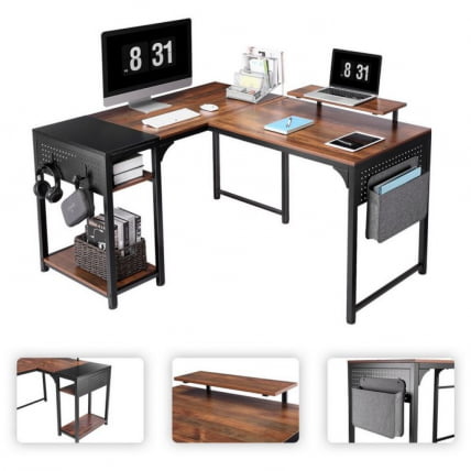 Стол письменный (для компьютера) угловой ЕУРЕКА ЗКС-Л150Б-РВБ с шириной 150 см Реcлаимед Воод / EUREKA ZX-L150B-RWB Reclaimed Wood_4