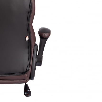 Кресло офисное БАЗУКА кож/зам, черный/черный перфорированный/коричневый, 36-6/36-6/06/36-36 / BAZUKA_12