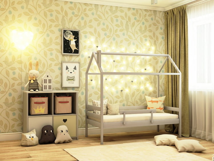 Кровать-домик РооРоом кд-1С с бортиком Серый / RooRoom_0