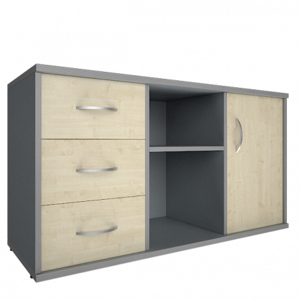 Тумба под оргтехнику сервисная Рива А.МТ-2 Клен/Металлик / Riva_0