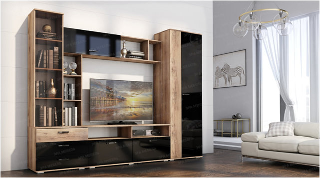 Гостиная Крокус Дуб делано/Белый глянец_0