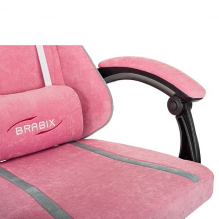 Кресло компьютерное БРАБИКС Шоотер ГМ-123, 2 подушки, ткань, розовое/серое / BRABIX Shooter GM-123,_10