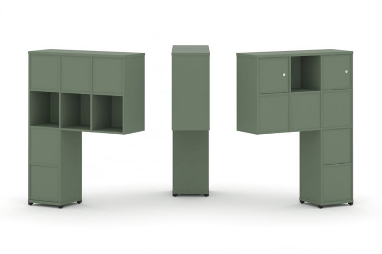 Надставка на стол высокая двухсторонняя + задняя стенка (8 шт.) + блок с 1-м ящиком (2 шт.) + распашной фасад (2 шт.) CОНCЕПТ CН.ДНВ-007 Кобо Белый бриллиант Черный металл / CONCEPT CN.DNV-007_0