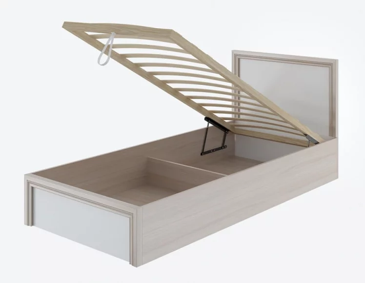 Кровать с подъемным механизмом Остин Модуль №22 Ясень шимо светлый/белый_0