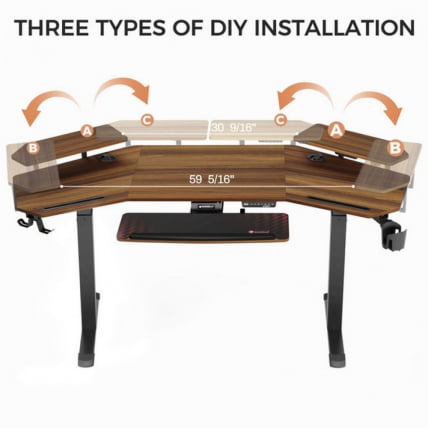 Стол для компьютера (для геймеров) с подставкой под клавиатуру и электрической регулировкой по высоте Еурека ЕРК-ЕД71-ВН / Eureka ERK-ED71-WN_2