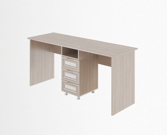 Стол двойной Модуль №13 Ясень шимо светлый/белый_0