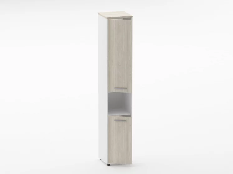 Шкаф 5 узкий закрытый, с нишей Дека 10.23.15Л Дуб Сантана светлый/Белый / Deka_1