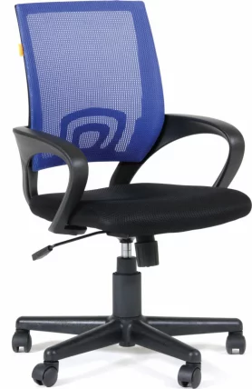 Кресло оператора CХАИРМАН 696 Черный пластик (блаcк) синий / CHAIRMAN (black)_0