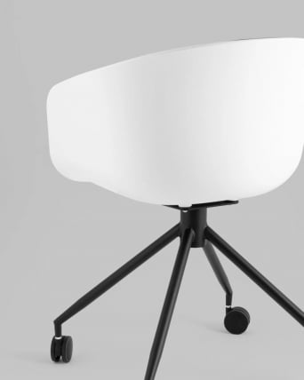 Кресло офисное ЛИБРА пластик белый экокожа черная на колесиках / LIBRA_2