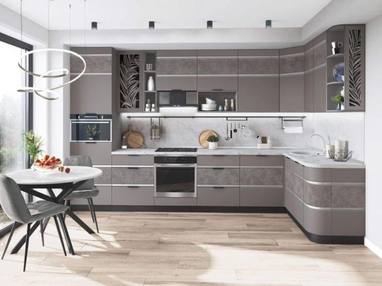 Кухонный гарнитур угловой Грейс 3 Оникс Кубанит_0