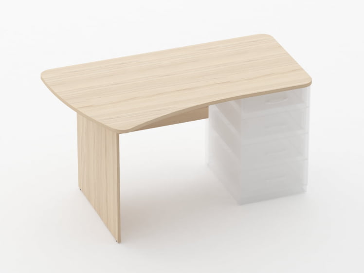 Стол эргономичный под встроенную тумбу Глассй 1.121.14Л Дуб молочный / Glassy_0