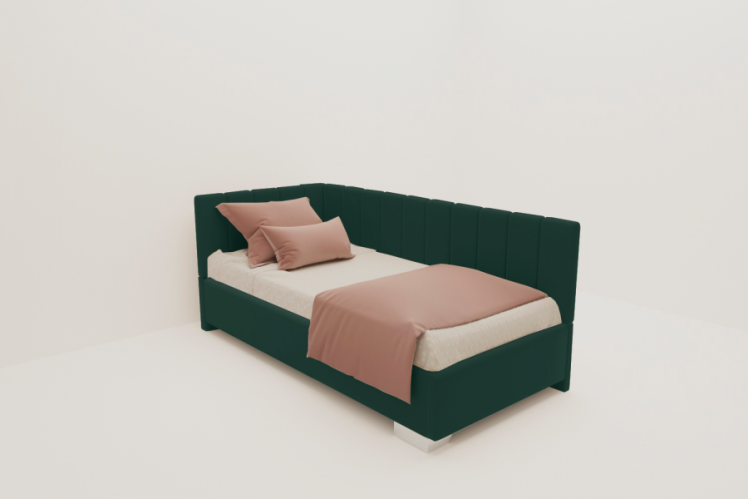 ДЕТСКАЯ МЯГКАЯ ИНТЕРЬЕРНАЯ КРОВАТЬ ТЕРРА С ОРТОПЕДИЧЕСКИМ ОСНОВАНИЕМ (БЕРХОУСЕ) Цвет фасада: Зеленый; Материал фасада: Металл/Велюр; Спальное место: 900х2000 мм / (BERHOUSE)_0