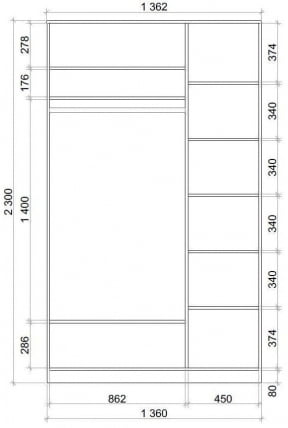 Шкаф-купе Хит-23-14-55 Ясень шимо темный_2