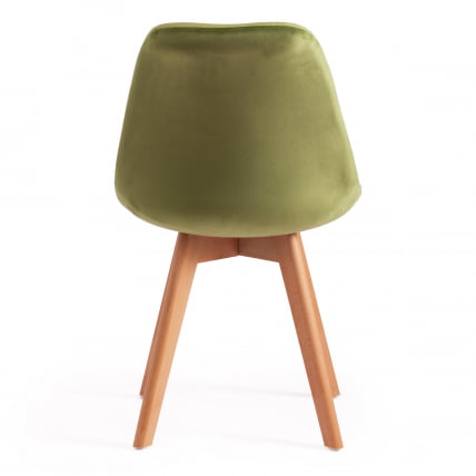 Стул ТУЛИП СОФТ (мод. 74) / 1 шт. в упаковке вельвет/дерево , 54 х 47 х 83 см , зеленый (ХЛР 54)/натуральный / TULIP SOFT (mod. (HLR_3