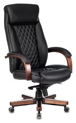 Кресло руководителя Бюрократ Т-9924ВАЛНУТ/БЛАCК / T-9924WALNUT/BLACK_0
